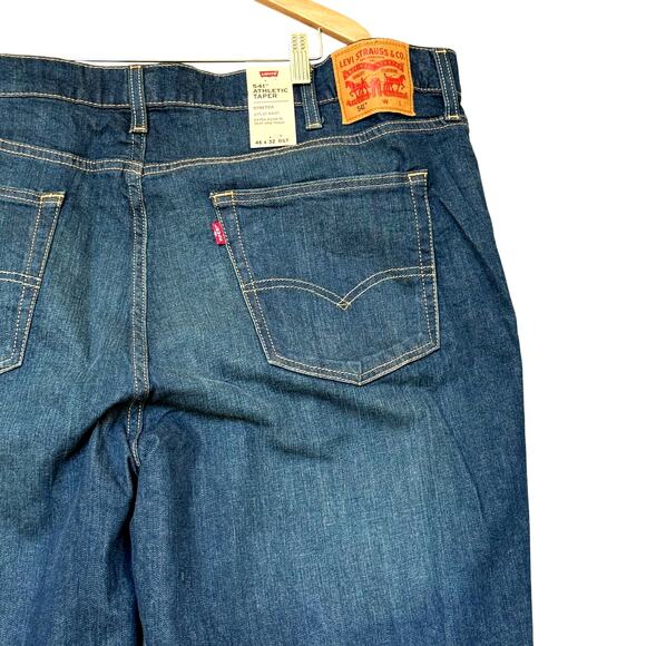 Levis 541 Athletic Taper Jeans Mens 46x32 Big Tall Dark Wash Blue Stretch NWT - Picture 7 of 8